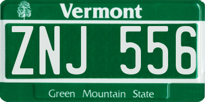VT license plate ZNJ556