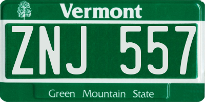 VT license plate ZNJ557