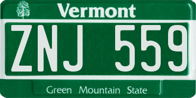 VT license plate ZNJ559