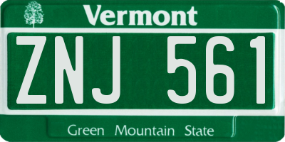 VT license plate ZNJ561