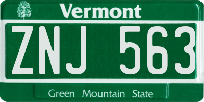 VT license plate ZNJ563