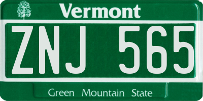 VT license plate ZNJ565