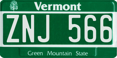 VT license plate ZNJ566