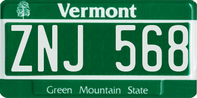 VT license plate ZNJ568