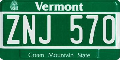 VT license plate ZNJ570