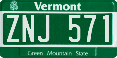 VT license plate ZNJ571