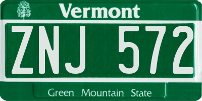 VT license plate ZNJ572