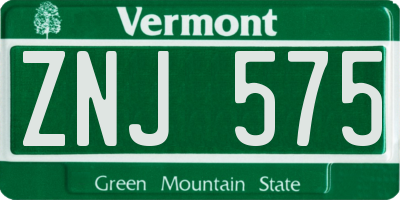 VT license plate ZNJ575