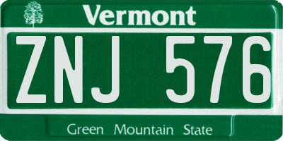 VT license plate ZNJ576