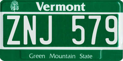 VT license plate ZNJ579