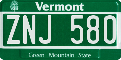 VT license plate ZNJ580