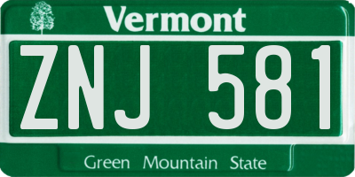 VT license plate ZNJ581