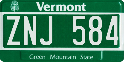 VT license plate ZNJ584