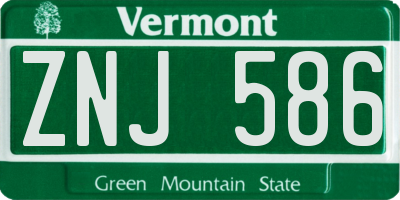 VT license plate ZNJ586