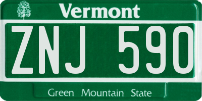 VT license plate ZNJ590