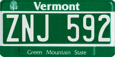 VT license plate ZNJ592
