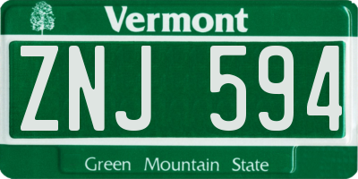 VT license plate ZNJ594