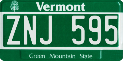 VT license plate ZNJ595