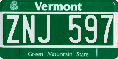 VT license plate ZNJ597