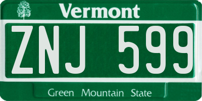 VT license plate ZNJ599
