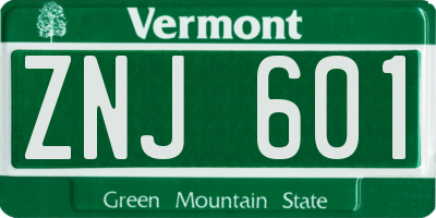 VT license plate ZNJ601