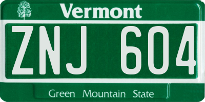VT license plate ZNJ604