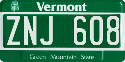 VT license plate ZNJ608