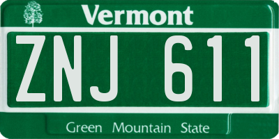 VT license plate ZNJ611