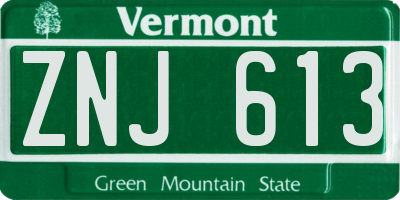 VT license plate ZNJ613