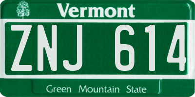 VT license plate ZNJ614