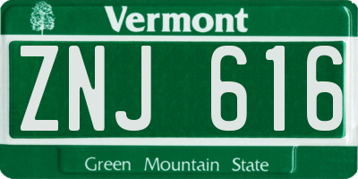VT license plate ZNJ616
