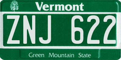 VT license plate ZNJ622