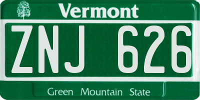 VT license plate ZNJ626