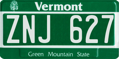 VT license plate ZNJ627