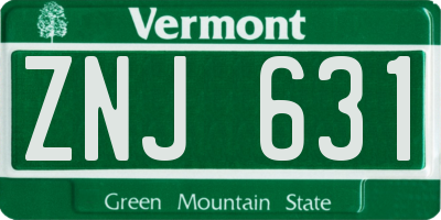 VT license plate ZNJ631
