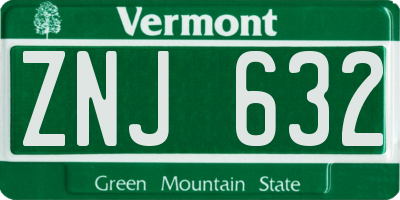 VT license plate ZNJ632