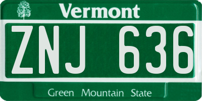 VT license plate ZNJ636