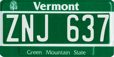 VT license plate ZNJ637