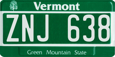 VT license plate ZNJ638