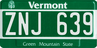 VT license plate ZNJ639