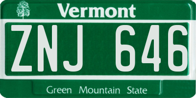 VT license plate ZNJ646