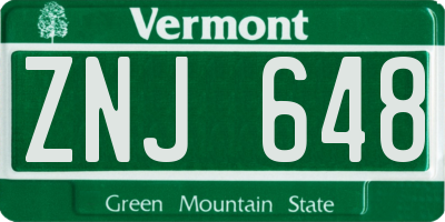 VT license plate ZNJ648