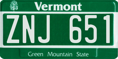 VT license plate ZNJ651