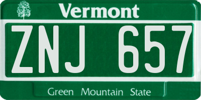 VT license plate ZNJ657