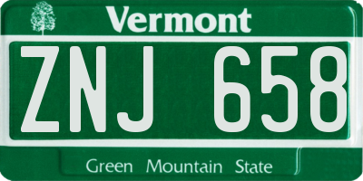 VT license plate ZNJ658