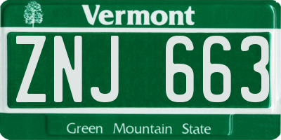 VT license plate ZNJ663