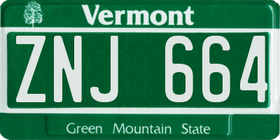 VT license plate ZNJ664
