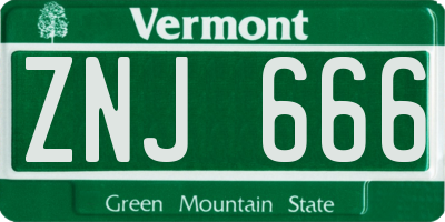 VT license plate ZNJ666