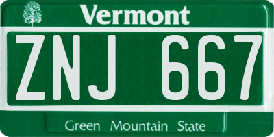 VT license plate ZNJ667