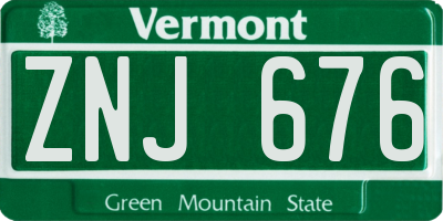 VT license plate ZNJ676